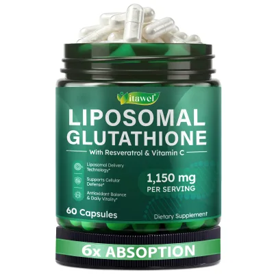 Itawel Liposomal Glutathione Capsules Supplement With Resveratrol Vitamin C Antioxidant Immune Skin Health Support for Adult