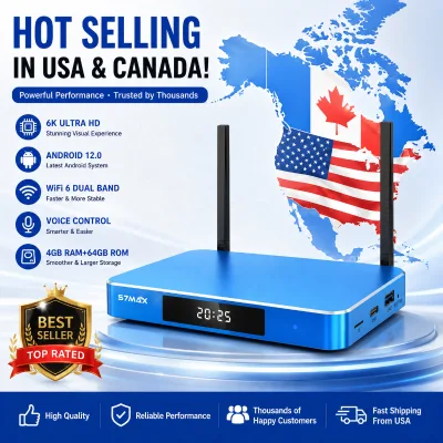 Popular Choice Original S7MAX Android 12 6K Blue TV Box Streaming Media Player WiFi 6 Quad Core for US & Canada Market