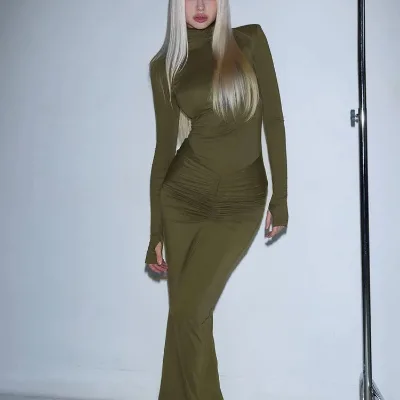 Women's Elegant Slim-fit Hip-covered Long Skirt Pleated Tight High Waist One-step Skirt Women's Dresses