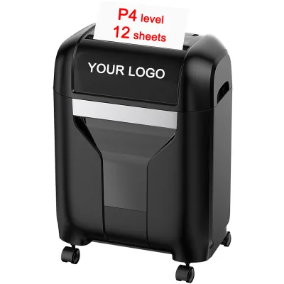 P4 Level Compact Lightweight Paper Shredder 12 Sheets 10Min Continuous Run Time Cross Cut Home Document Shredder With 17L
