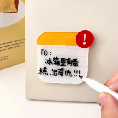 Mini Memo Board Fridge Magnets 8x8cm Erasable Acrylic Magnetic Message Board with Pen for Home, Office, Kitchen Reminder