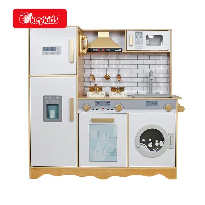 Realistic Stove Waterproof Wooden Chef Play Kitchen with Working Water Tap W10C513K