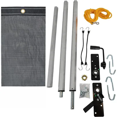 5 X 12 ft Dump Body Tarp Kit Heavy Duty Double-Stitched Hems Brass Grommets Telescoping Roller Complete Hardware Included