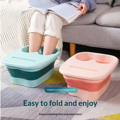 Folding Foot Bath Basin Foot-Soothing Tub Home Use Space-Saving Silicone Lid Thickened Portable Adult Use