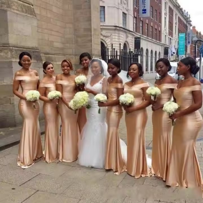 High Quality Customized Bridesmaid Dresses Classic Wrap Waist Mermaid Style Available in Plus Sizes