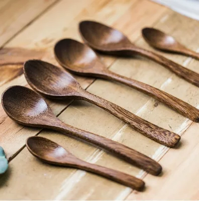 Solid Wood Long Kitchen Serving Spoon Eco-Friendly Minimalist Style Capacity Coffee Spoon