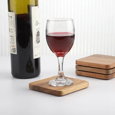 Manufacturer Direct Eco-Friendly Square Natural Acacia Wood Beer Coasters & Placemat Set for Restaurant Use