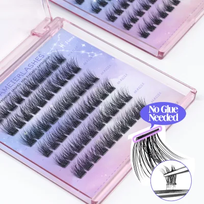 Self-Adhesive Fake Eyelash Waterproof Reusable Private Label Thin Band Cluster Press on Diy Lashes
