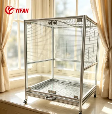 Parrot Cage With Playstand Stainless Steel BowlFront Opening Door Mobile Base Bird Cage WithStand