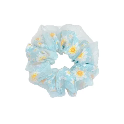 Chiffon Organza Double-Layer Printing Korean Head Rope Large Intestine Circle Scrunchies High Elastic Rubber Band