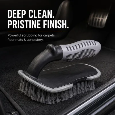 Automotive Carpet Cleaning Brush Plastic Firm Bristle Curved Handle Scrub Brush for Car Floor Mats and Trunk Liners