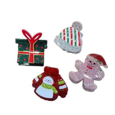 Christmas Santa Claus Fashion Cute Small Size Classic Acrylic Hair Clip for Women Girls Mini Hair Clips Accessories