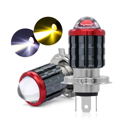 Double Color Projector Lens Motorcycle Headlight Bulbs H6 BA20D H4 LED Hi Lo Beam Moto LED Motorbike LED Lamps With Angels