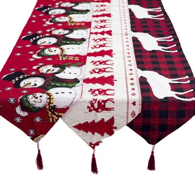 2023 Rustic Deer Nordic Reindeer Christmas Design Snowman Dinning Christmas Table Runner