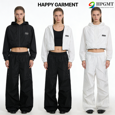 Women's Breathable Polyester/Cotton Washed 2 1 Tracksuit Solid Pattern Reflective Hood Casual Winter Wear STREETWEAR Style Plus