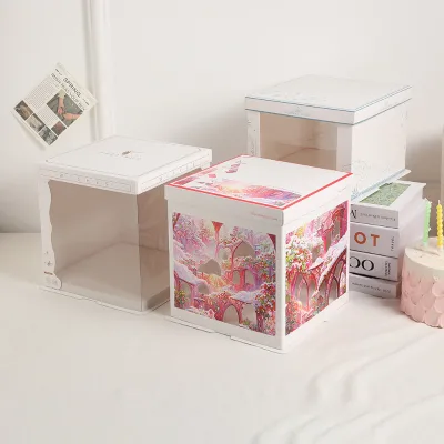 Extra Tall 6/8/10inch Square Cake Gift Box with Window