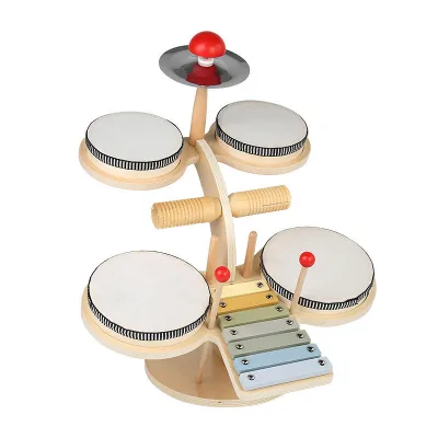 2024 New Arrival Baby Toy Multifunctional Xylophone Drum Set Music Toy for Kids Wooden Tambourine