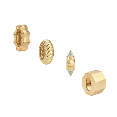 Gemnel Gold Plated 925 Silver Multi Shape Spacer Bead Charms Bamboo Twist Hexagon Crystal Loose Beads for Necklace Bracelet