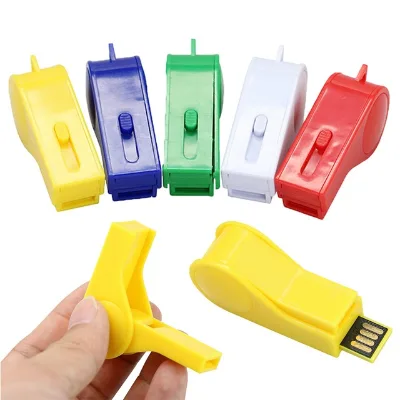 16GB to 32GB Plastic USB Promotional Flash Drive USB Pendrive and Whistle USB Stick of 8GB and 4GB Capacities