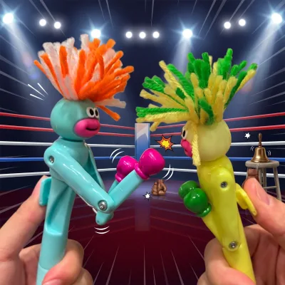 LM Furry Man Mixed Style Boxing Cute Cartoon Interactive Stress Relief Erasable Ballpoint Pen Plastic Black Ink Lightweight 30g