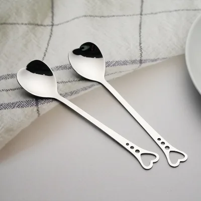 Love Spoon Stainless Steel Baby Cutlery Set for Honey Coffee Ice Cream Durable Metal Utensils