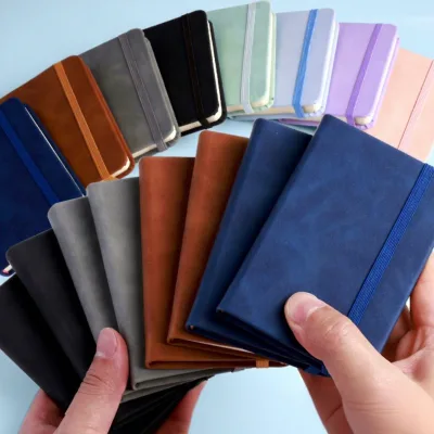 Mini A7 Small Portable Notebook Notepad with Pocket Thickened Customizable Leather Hardcover Business Promotion Notebook
