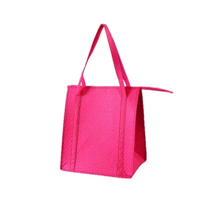 Non-Woven Insulated Shopping Tote Bag Zip Closure Thickened Aluminum-Lined 33x25x38cm