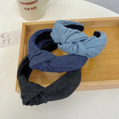 New Fashion Denim Jeans Knotted Headband Female Headband Hair Accessories Headdress