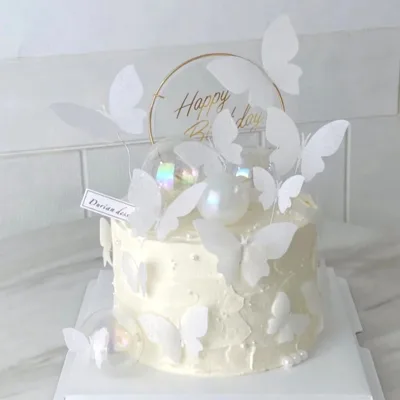 Butterfly Cupcake Toppers Happy Birthday Women's Birthday Cake Party Decorations