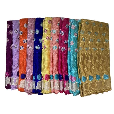 Orange Yellow Aqua Teal Blue Eco-Friendly High Quality Minimal Order 5 Yards Cotton Embroidery Voile for Lace Fabric Outlet