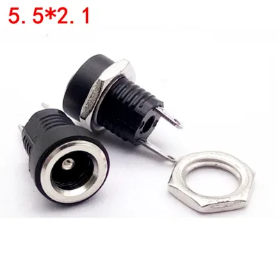 Copper Pins DC Female Jack Power Socket 5521 Plate Socket DC5.5*2.1