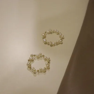Wholesale 925 Silver Natural Freshwater Braided Pearl Rings 925 Womens Trendy Rings Pearl Ring