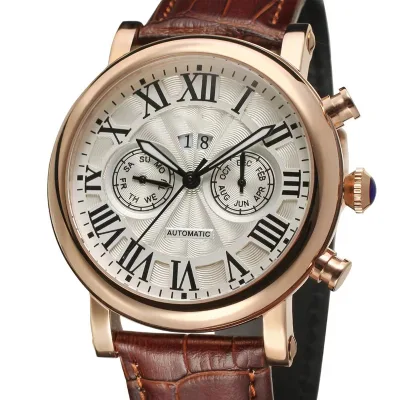 Custom Antique Male Chronograph Wristwatch Tourbillon Ripple Dial Roman Digital Display Business Style Mechanical Alloy Relogio