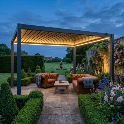 All Weather Layer Aluminum Louver Pergola Hand Crank Operation 4 Kinds Powder Coating Outdoor Leisure Canopy