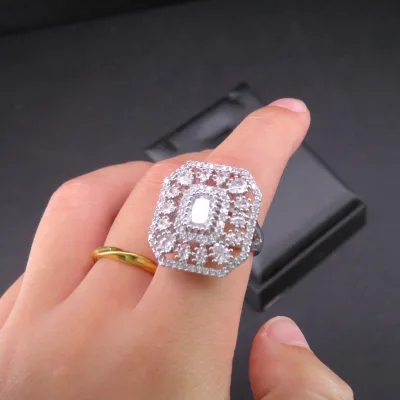 Wholesale Factory Prices for Rectangular 3A Zircon Men's Jewelry Rings Square Ring