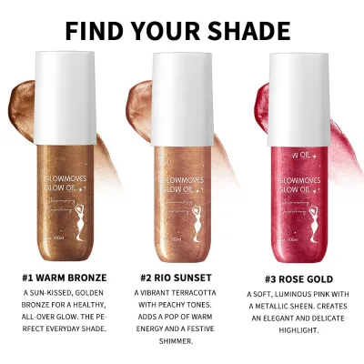 Customized Full Body Brightening Shimmer Oil Liquid Highlighter Glowing Body Oil Highlighter Liquid