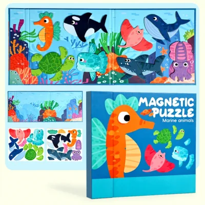Portable Puzzle Book Educational Travel Toy for Toddlers Animal Dinosaur Ocean Theme Matching Game Preschool Learning Gifts