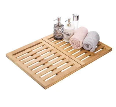 Wholesale Non-Slip Foldable Outdoor Indoor Bathroom Bamboo Shower Mat for Inside Shower