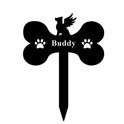 Dog Commemorative Plaque, Dog Bone Shape, Garden Metal Flowerpot Decoration, Nostalgic Pet