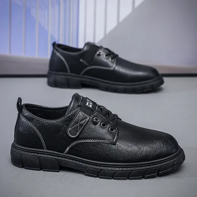 Breathable Casual Sneakers Leather Handmade Men Shoes Fashion Anti-Slip Waterproof Leather Shoes