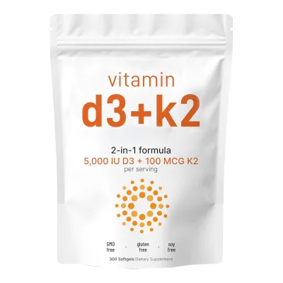 Tk Amazon Best-Selling Easy-to-Take Vitamin D3+ K2 Softgel Supplement for Adults Newborns Children Pregnant Women