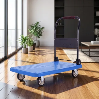 Heavy Duty Plastic Hand Cart Folding Tool Cart and Trolley for Hotel Shopping and Warehouse Usage New Tire for Hand Truck