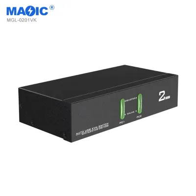 Industrial VGA KVM Switch 1440P 60Hz 2 Ports 1 Out USB KVM Switch Console with Audio USB Hub Converter for Monitor