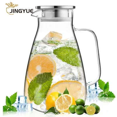 88OZ High Heat Resistant Glass Pitcher Jug with Lid and Spout for Drinking Hot/Cold Water & Iced Tea Tea Pots & Kettles