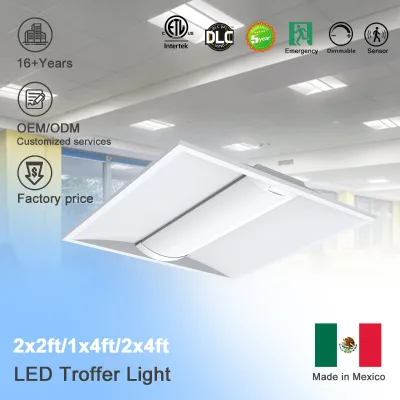 ALITE ETL DLC 6.0 2x2 LED Troffer Light Fixture 35-50W Selectable CCT 5700K 0-10V Dim LiFePO4 Emergency 90min IP20 5-Year