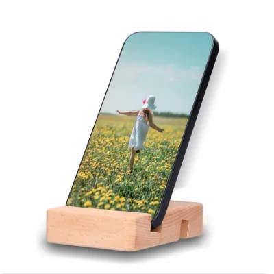 Double Slot Portable Desktop Stand Universal Vintage Style Wooden Smartphone Stand with Standing Type Installation