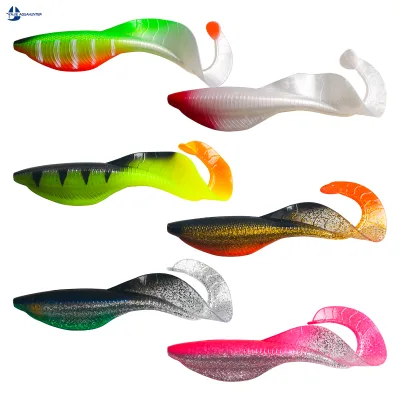 Soft Plastic Curly Tail Grub High Simulation Swimming Worm Lure for Predator Fish Fishing