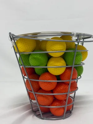 42 Pack Silent Foam Practice Golf Balls Colorful Soft Foam Training Golf Balls with Metal Bucket Indoor Outdoor