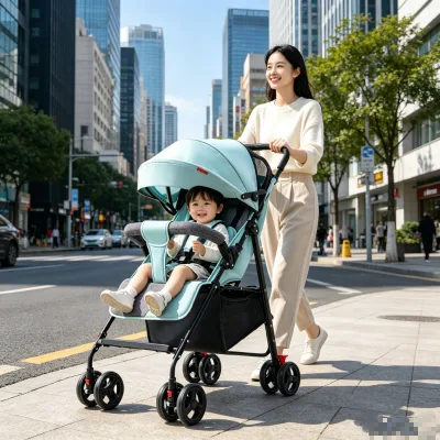 JXB Adjustable Reclining Lightweight Umbrella Baby Trolley All Seasons Breathable Infant Buggy
