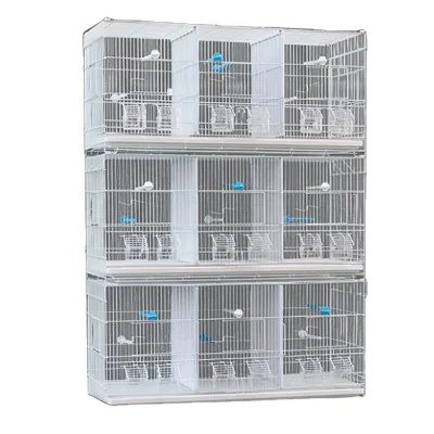 Multi Space Bird Cage Heavy Duty Wire Steel Breeding Parrot Cage With Wooden Stand and Water Feeder